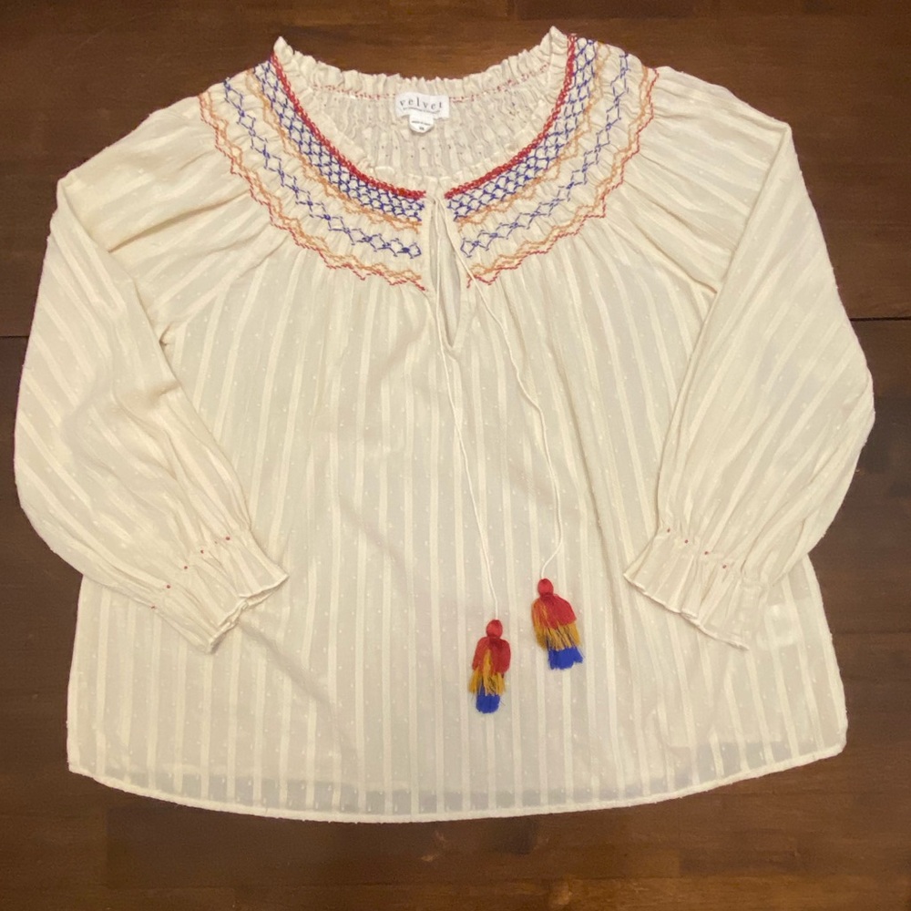 Velvet Trudie Smocked Shirt XS